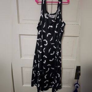 Goth Black and White Bat Midi Dress